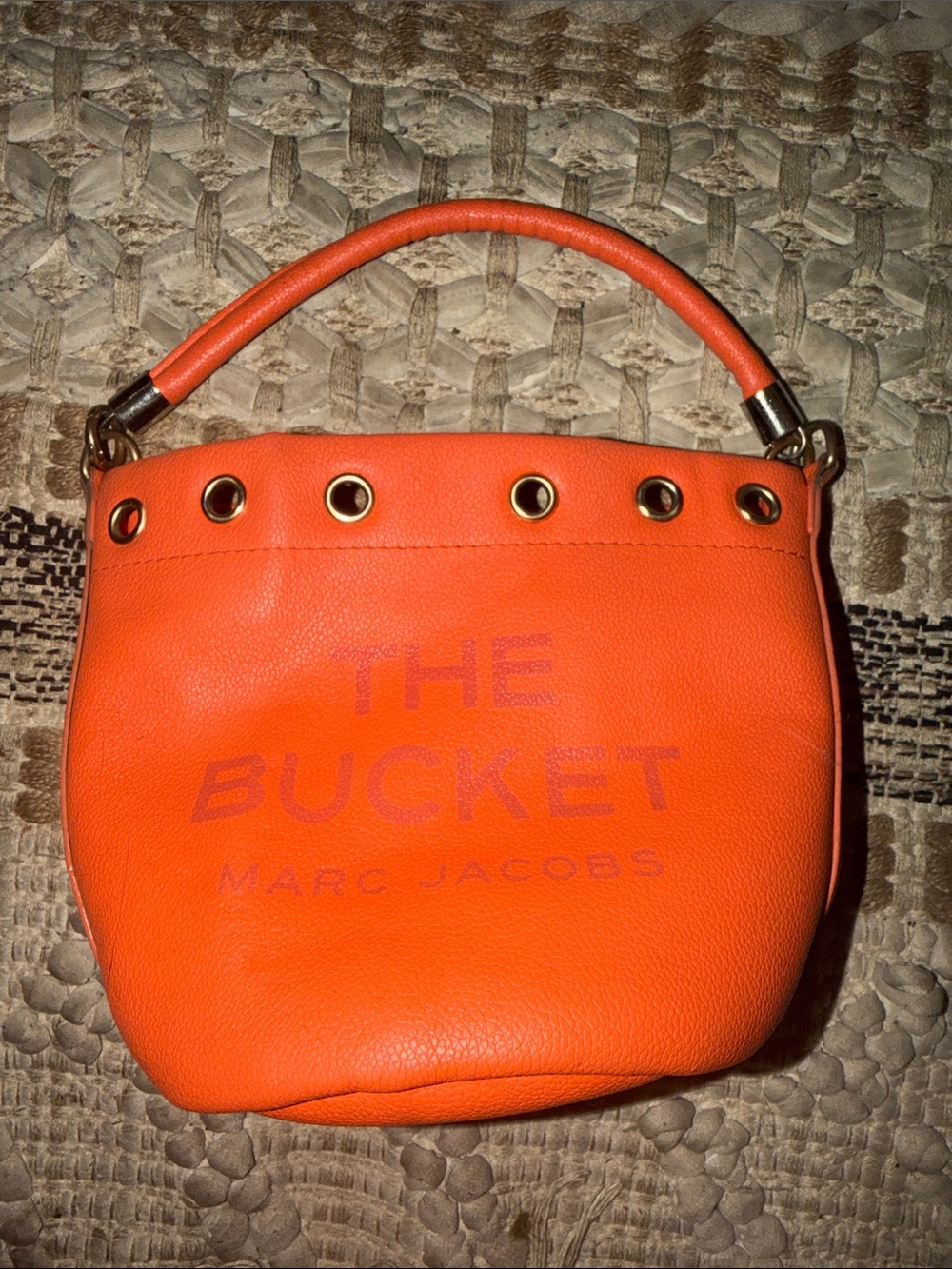 Marc Jacobs Orange Mini Bucket Bag with Gold Grommets